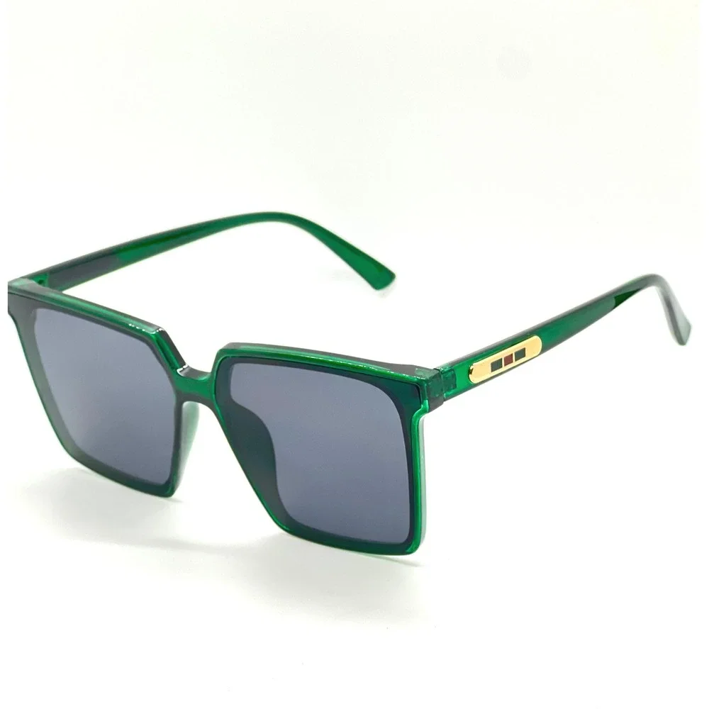 Square Green Sunglasses | Gold‎ Accent | Trendy Fashion Shades Ovrsized Trendy